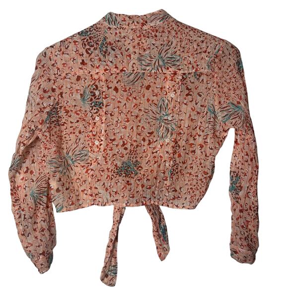 Poupette St. Barth Floral Metallic Stripe Lightweight Top - Picture 3 of 6